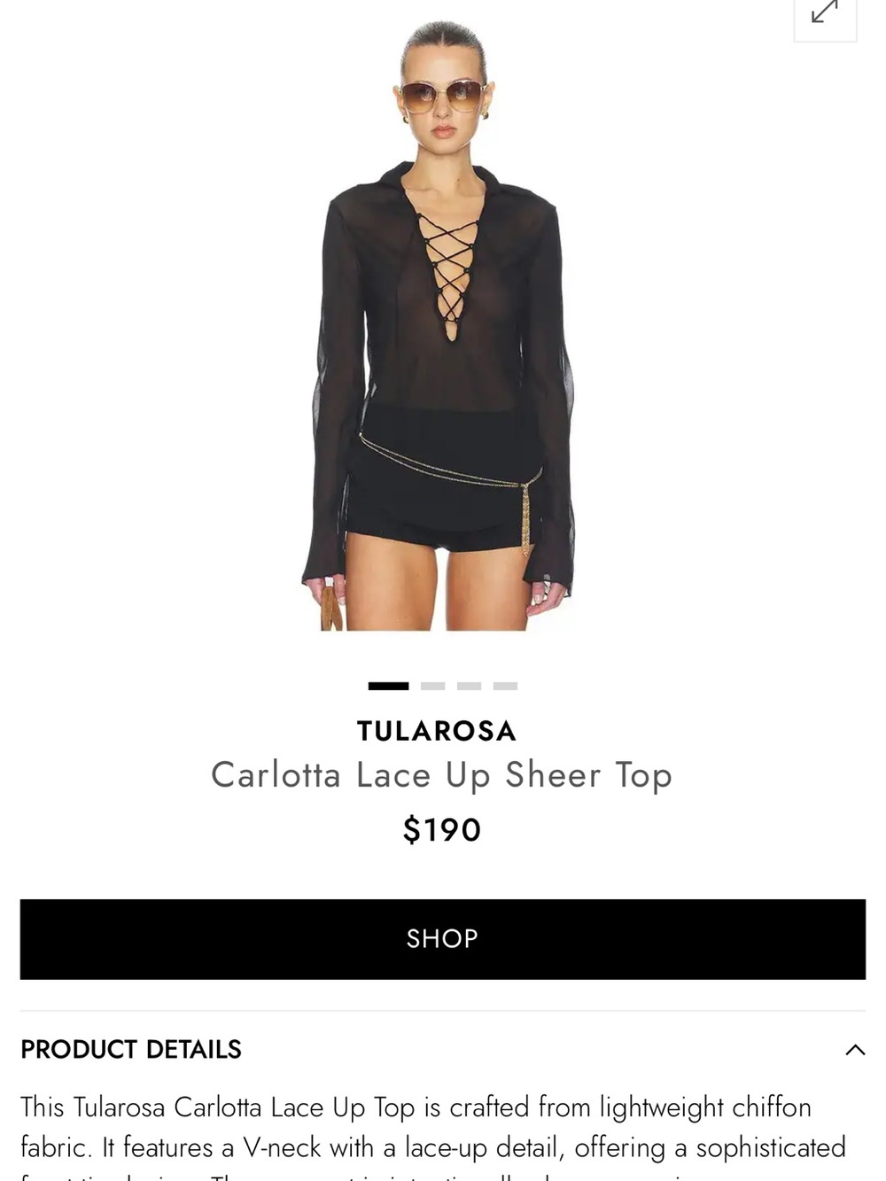 Tularosa Carlotta Lace-Up Sheer Top - Black